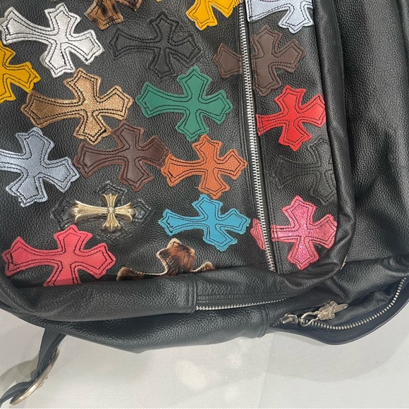 Copy chrome Multicolor Cross Pattern Leather Backpack - Picture 4 of 9